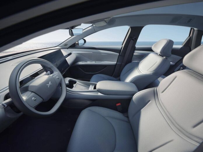 Xpeng Mona M03 official interior shots show Tesla Model 3 like layout