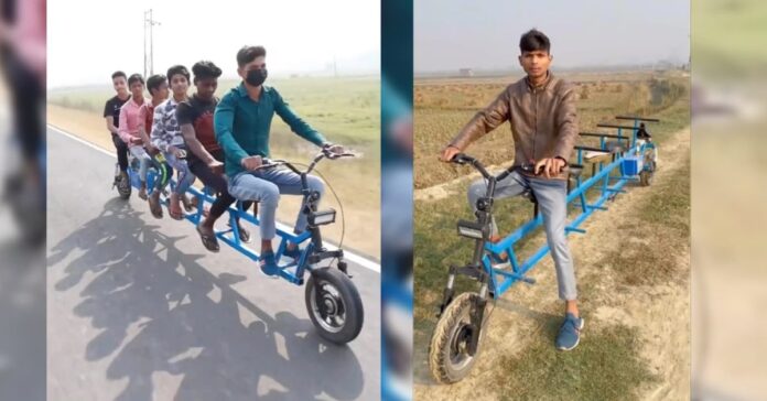 This guy built a six-seater electric bike for $150, and it absolutely rips