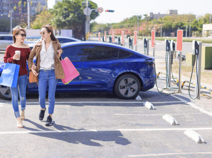 People and electric car