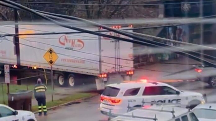 Rivian R1T Tows Big Rig Out Of The Mud To Save The Day
