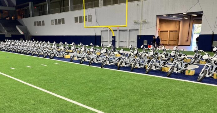 The entire Dallas Cowboys team all just got the same electric motorcycles