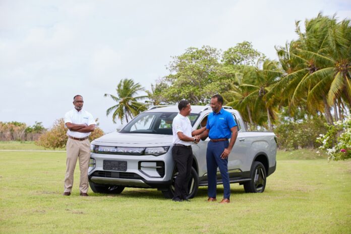 First 100% electric pickup makes regional debut in Barbados
